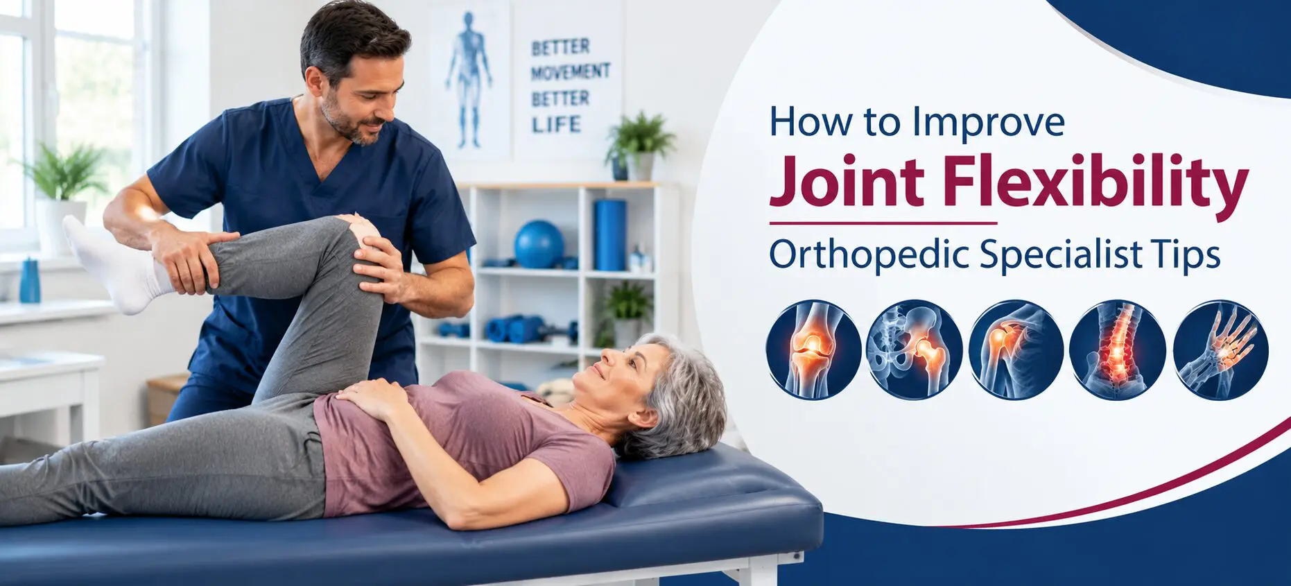 Orthopedic specialist guiding a patient through gentle joint mobility exercises