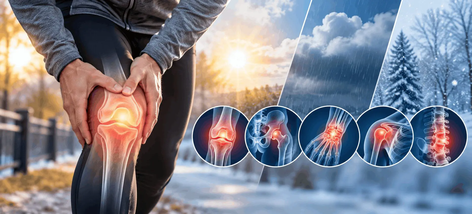 Patient experiencing knee joint discomfort during cold weather